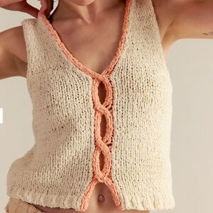 Free People Sicily Shell Sweater in Ivory Combo sz XS NWT